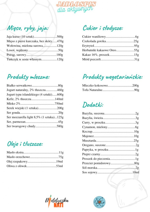 Autorski tygodniowy jadłospis dla aktywnych 2000kcal + "Przewodnik po diecie aktywnych" GRATIS Autorski tygodniowy jadłospis dla aktywnych 2000kcal + "Przewodnik po diecie aktywnych" GRATIS